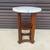 Antique Arts and Crafts Era Round Oak Side Table with Marble Top. 7 thumbnail