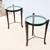 Traditional Cherry Wood and Transparent Glass Round Side Tables a Pair 14 thumbnail