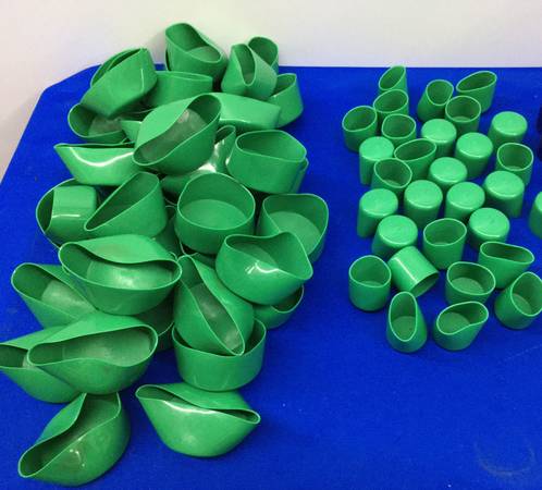 ULINE CLEAR TUBE END CAPS GREEN,QTY 39 -3" & QTY 30 - 1 1/2" 1