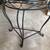 Demi-lune console table - dark wood top, wrought iron scroll base 2 thumbnail