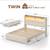 🔥🔥TWIN Size LED Light Bed Frame with Drawer, Storage Headboard with 2 thumbnail