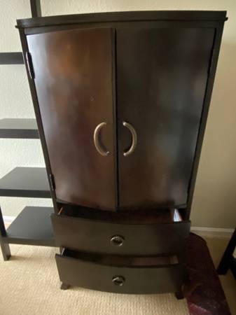 Armoire with two drawers - dark wood  - downsizing 1