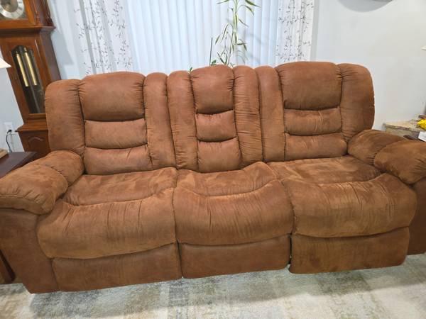 Power reclining sofa and loveseat for sale 1