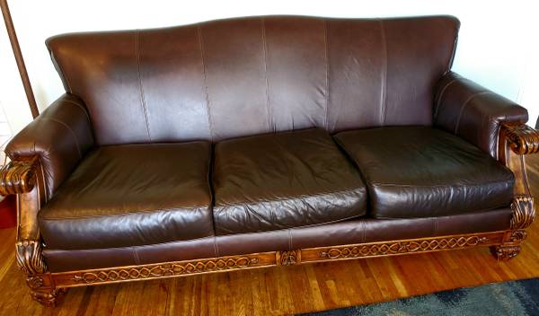 Unique Leather Sofa & Loveseat + designer pillows- San Diego 1