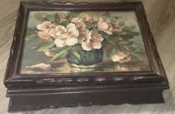 Rare Antique Victorian Wooden Jewelry Storage Box Mirrored Collectible 1