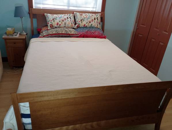 Contemporary queen sleigh bed frame - solid wood 1
