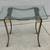 Modern Pair Glass Top End Tables, Metal Frames w/Brushed Nickel Finish 4 thumbnail