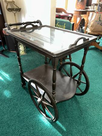 Beautiful Antique Mohogany Tea Cart 1