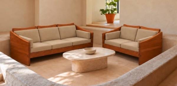 Vintage Danish solid teak sofa loveseat 1