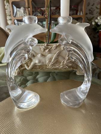 Bachman CRYSTAL Dolphin Candle Holders 1