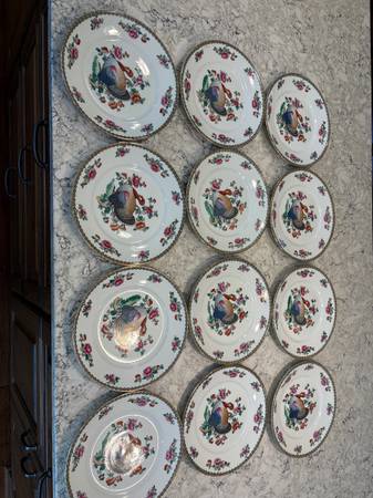 12 Vintage turkey plates, made in England 1