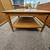 Oversized Heritage MCM Walnut & Travertine Coffee Table w/ Cane Shel 7 thumbnail