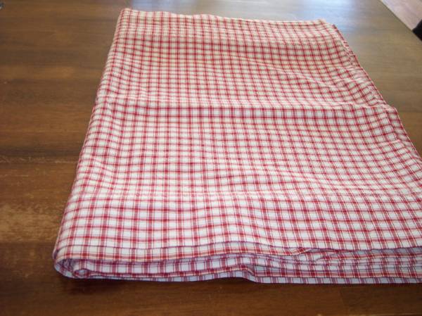 Red and white checked fabric 1