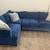BSC At Home Down filled navy velvet sectional sofa  with nailhead trim 3 thumbnail