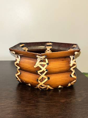 Vintage Boho Split Bamboo Basket Planter Flower Pot 1