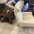 White Leather stressless Recliner and ottoman 4 thumbnail