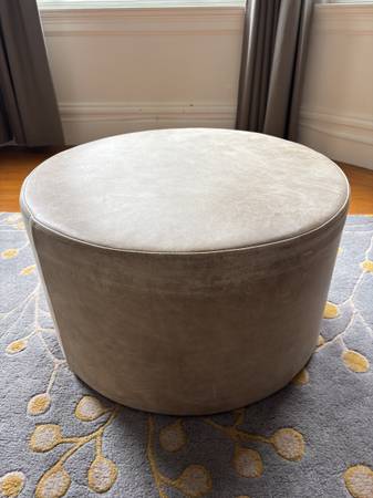 Blu Dot “Bumper Large” Leather Round Ottoman 1