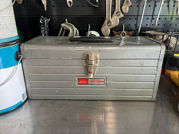 Vintage Sears Craftsman metal toolbox in good condition. 1
