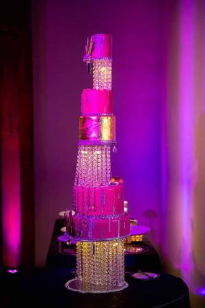 Custom Etsy crystal illusion floating chandelier wedding cake stand 6", 10", 12" 1