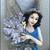 Beautiful Brunette garden fairy statue with wings & holding flowers approx 34.5 5 thumbnail