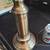 Vintage Brass and Glass Table Lamp with Pleated Shade 6 thumbnail
