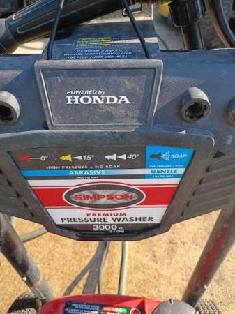SIMPSON 3000 PSI P. WASHER...HONDA MOTOR..GOOD!!! - $125 (west paducah)62978583997827121