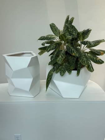 Macetas Geométricas Blancas - Juego de 2 - $80 (Mountain Brook)63471122953987122