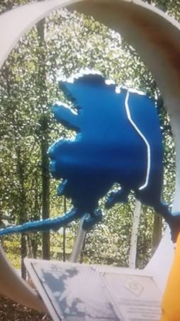 Alaska-shaped torch-cut piece of pipeline (Harrisburg)64145650272386120
