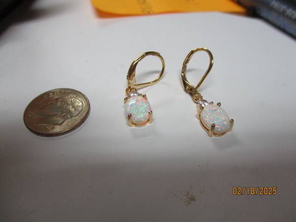 Opal earrings gold backs 1