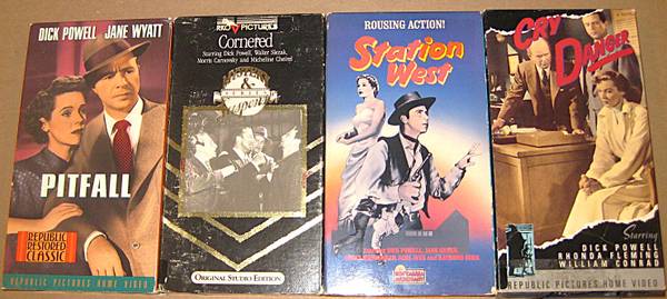 4 DICK POWELL VHS Pitfall - Cornered - Stations West - Cry Dan 1