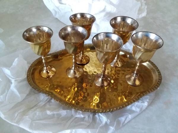 Mini-goblet (Brass) 7 piece set from India 1