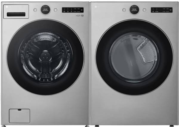 LG Front Load Smart Steam 27”Washer/Gas Dryer Set Graphite Steel New 1