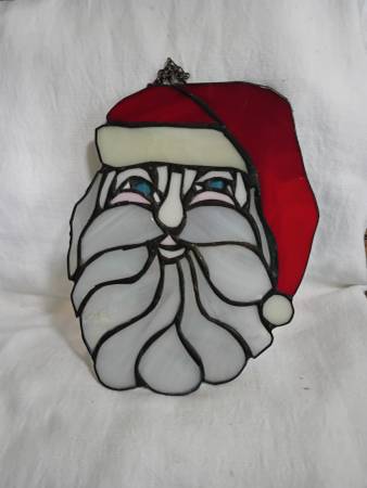 Vintage Christmas stained glass santa 1