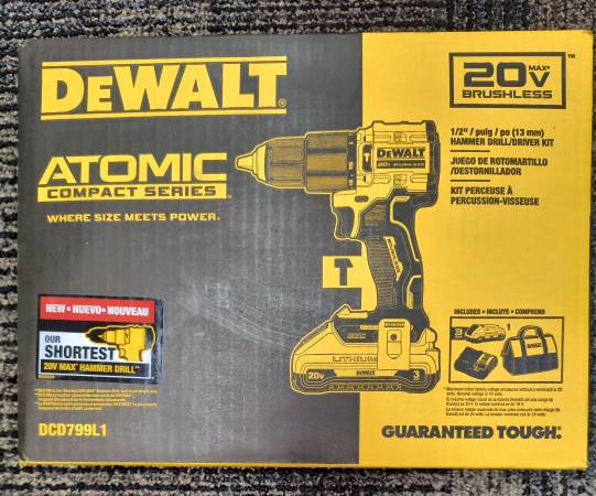 DeWalt 1/2" HAMMER DRILL w/ 3Ah Battery Charger & Bag N.I.B. 1