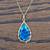 Turquoise Teardrop Pendant Figaro Chain Necklace 1 thumbnail