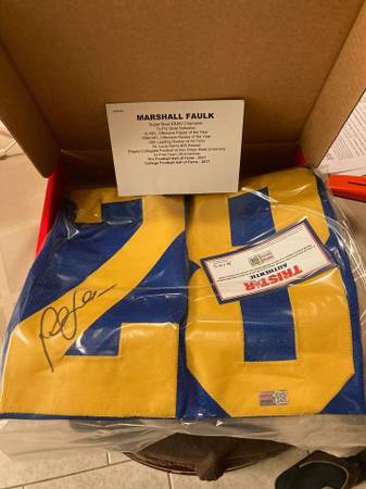 Marshall Faulk Autographed Football Jersey - Saint Louis Rams 1
