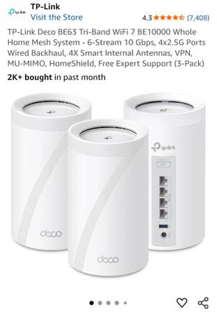 Mesh Router TP-Link Deco BE63 Tri-Band Wifi 7 BE10000 1