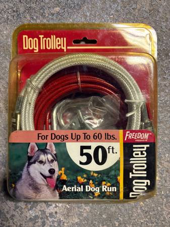 DOG RUN CABLE SET, WHEELBARROW, CAR RAMPS, VISE, STOVE, JACK STANDS 1