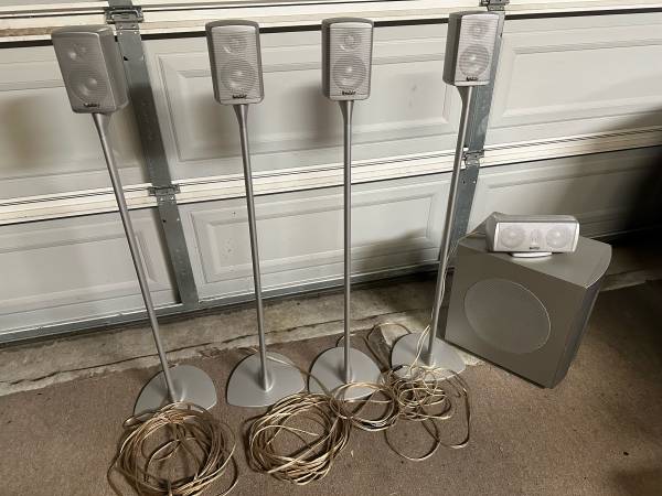 Infinity 5.1 home theater speaker system with stands and cables 1