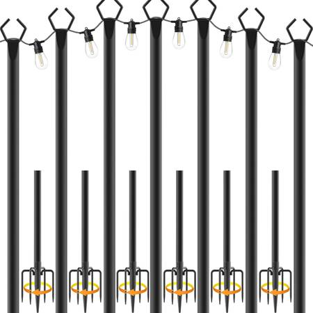 7 Pack String Light Poles,Metal Poles for Hanging Outdoor Light String 1