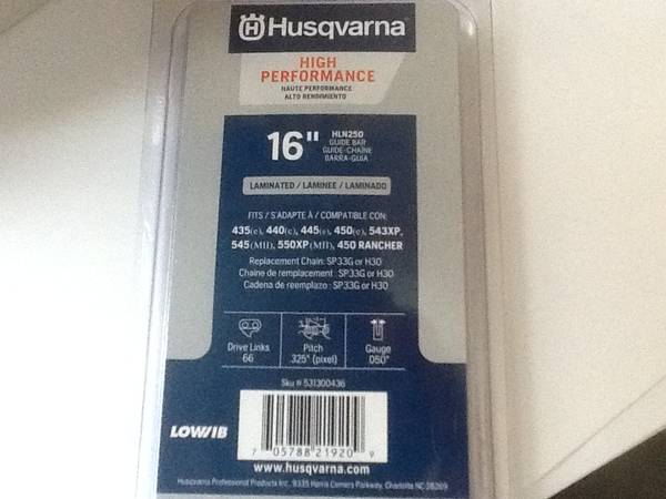 NEW Husqvarna 16" HLN250 High Performance Guide Bar 1