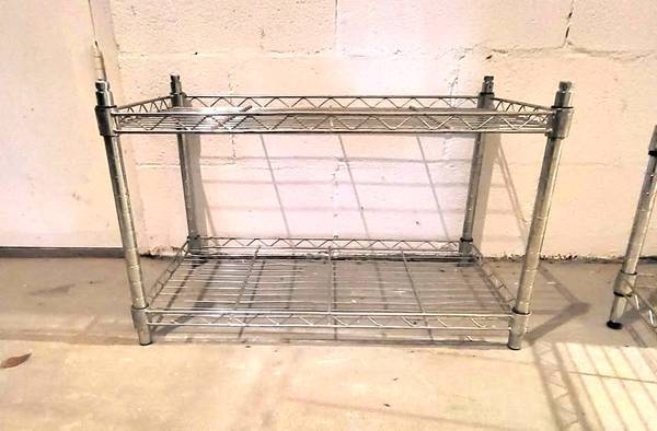 2 shelf adjustable shelving unit 15.5" tall 23" wide 13" deep 1