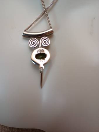 Green Faceted Peridot / Sterling Silver Pendant and 10" Chain - $45 (Madison)63471317743875122