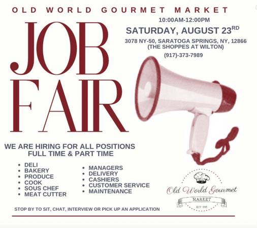Old World Market - Job Fair- Sat 8/23 1