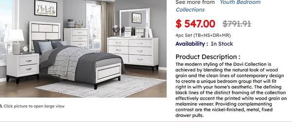 **BRAND NEW 2 TONE TWIN BED, DRESSER, MIRROR, NIGHTSTAND 1