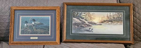 Framed Art hang picture Loons 1