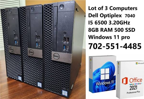 Lot of 3 Dell OptiPlex 7040 SFF Core i5-6500 8GB DDR4 RAM 500GB SSD Wi 1