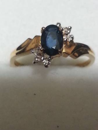 NEW 14K Sapphire & Diamond Ring 1