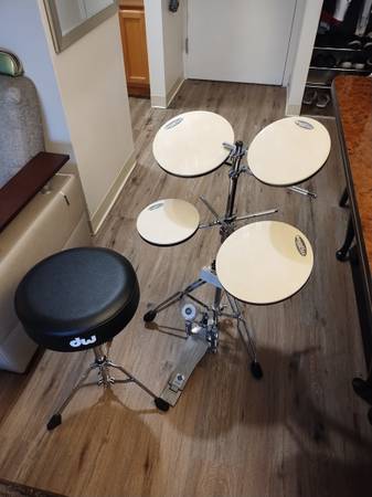 DW drum practice set and DW throne - $145 (Brighton, Ma)63471203228673120