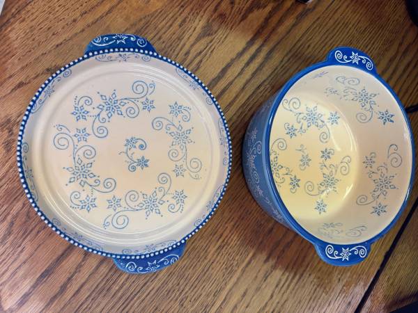 Temptations Floral Lace Blue 1 Qt Casserole with Lid 1